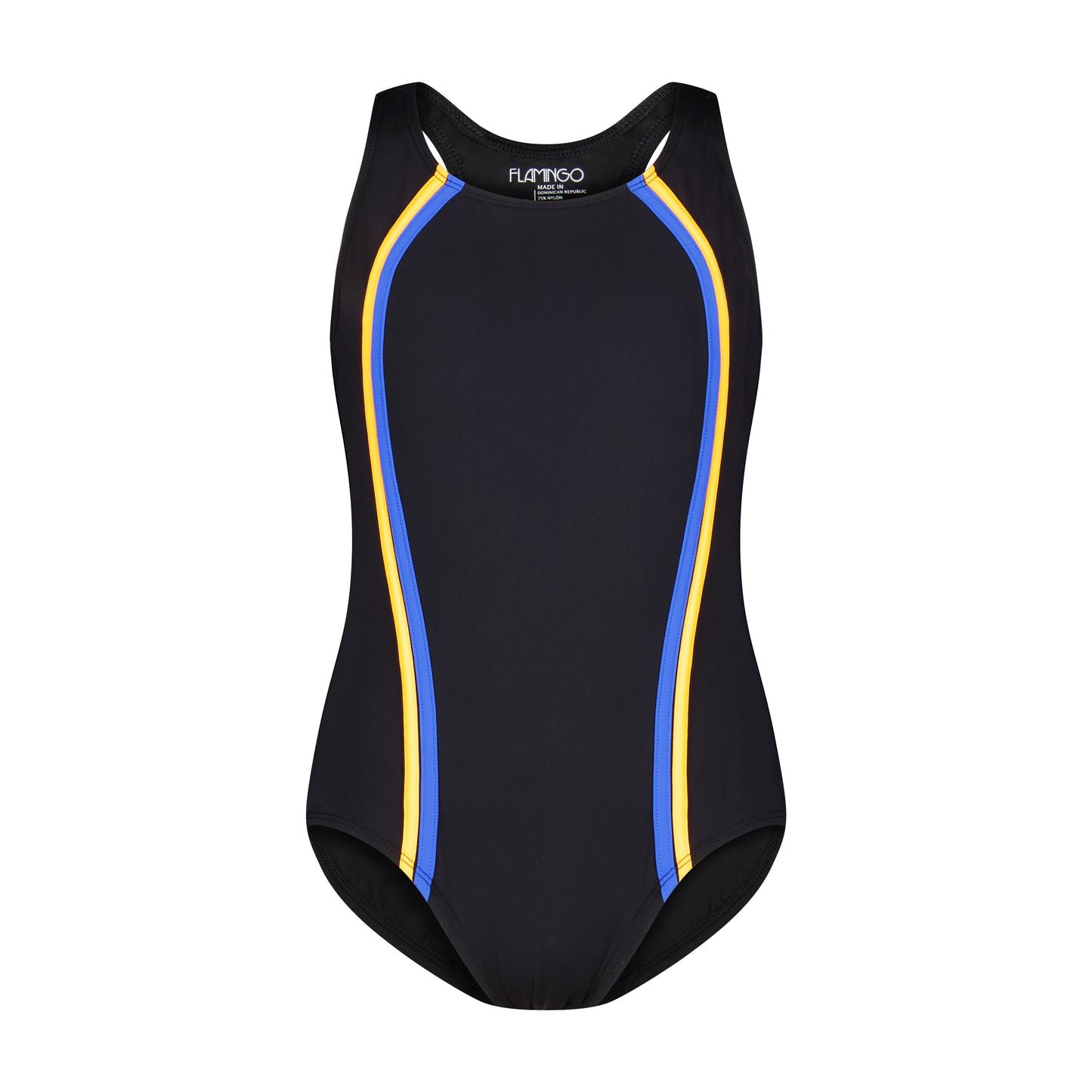 Flamingo Teen One Piece Vertical Bathing Suit Orange/Royal