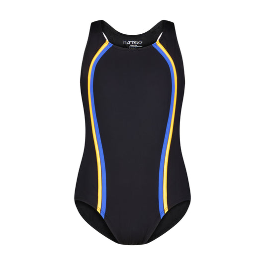 Flamingo Teen One Piece Vertical Bathing Suit Orange/Royal
