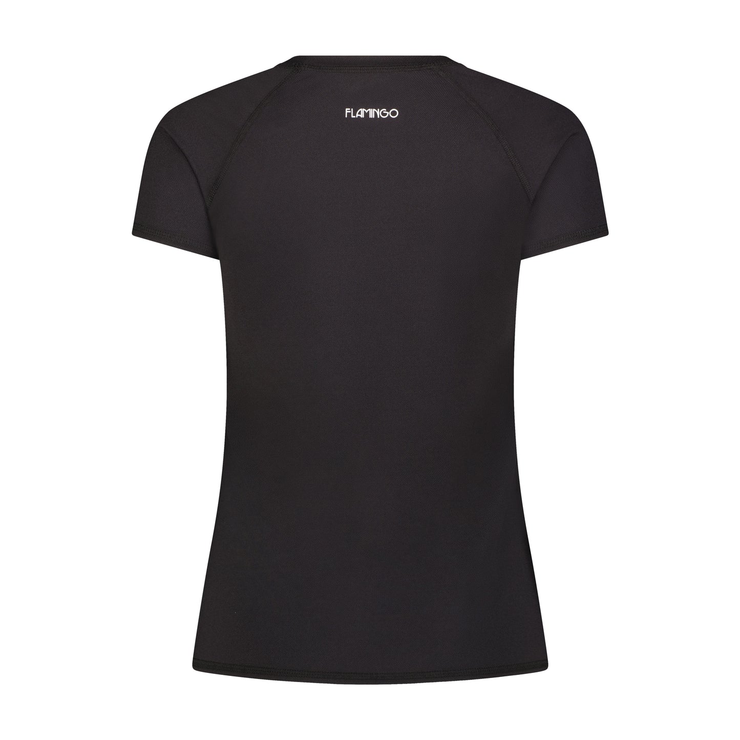 Flamingo Mesh Crew Neck Short-Sleeve Rash Guard - Black