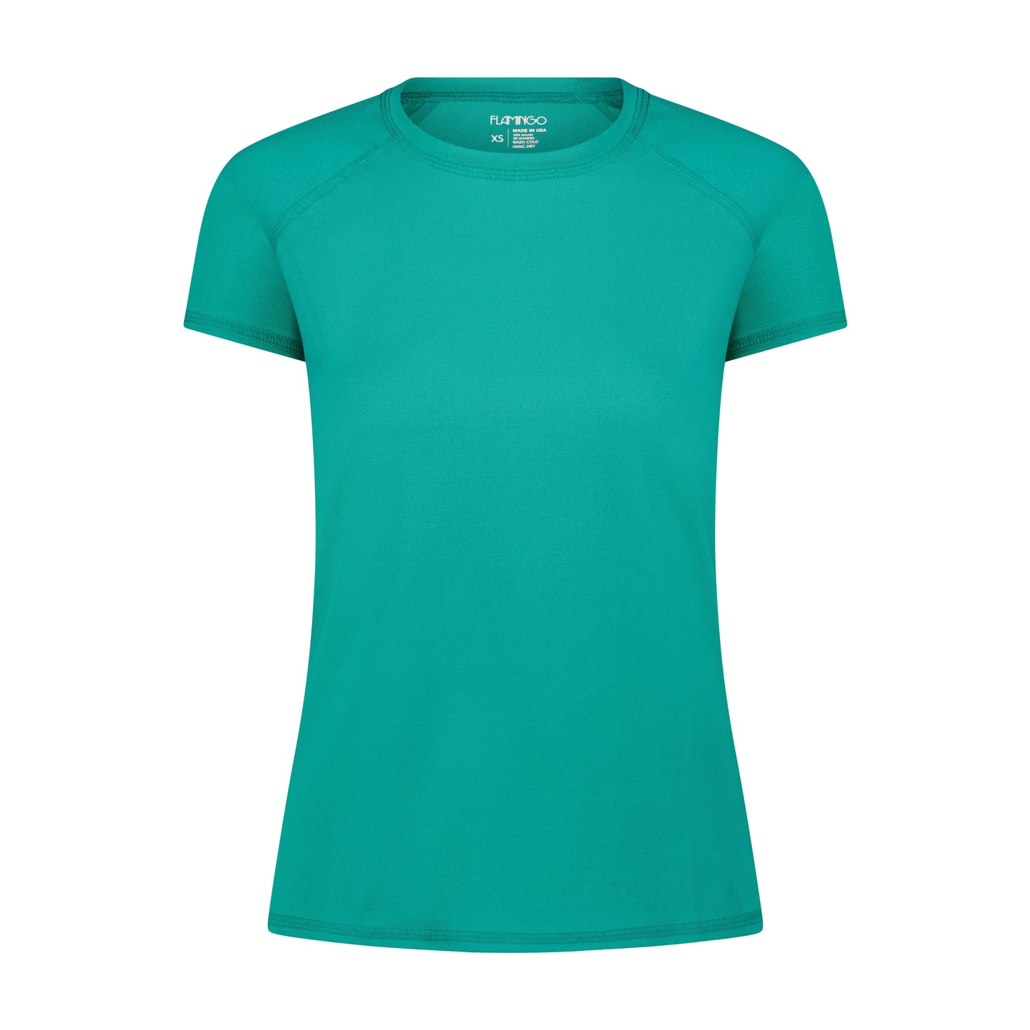 Flamingo Mesh Crew Neck Short-Sleeve Rash Guard - Green