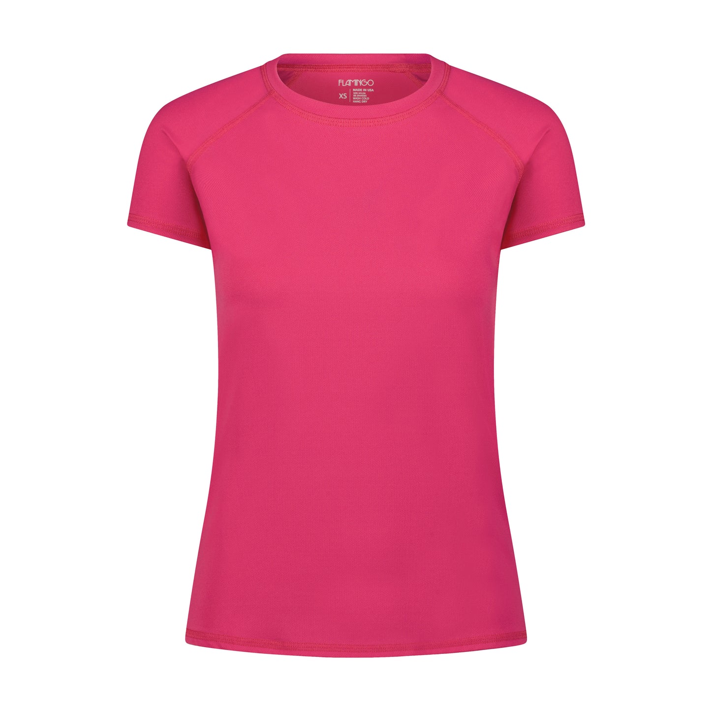 Flamingo Mesh Crew Neck Short-Sleeve Rash Guard - Pink