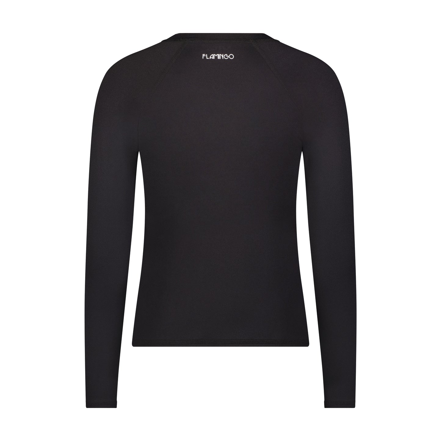 Flamingo Mesh Crew Neck Long-Sleeve Rash Guard - Black