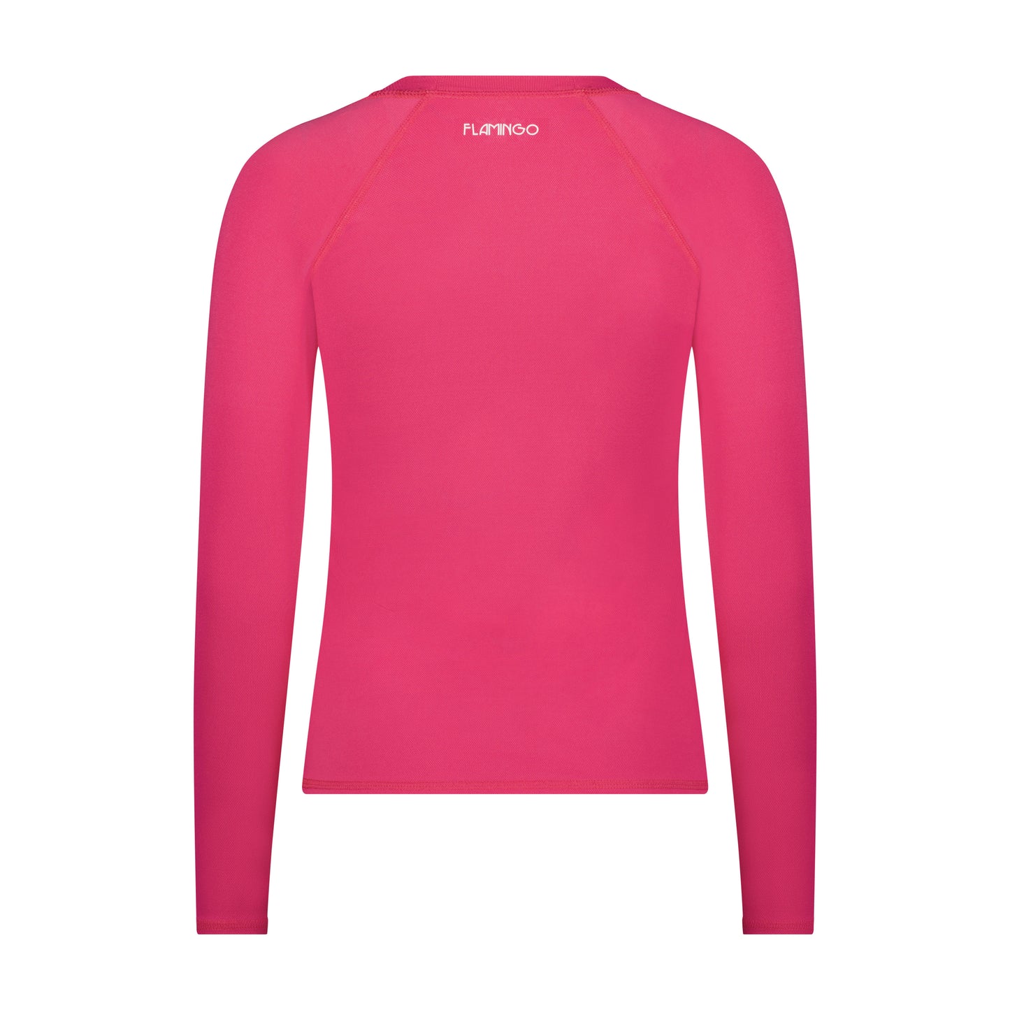 Flamingo Mesh Crew Neck Long-Sleeve Rash Guard - Pink