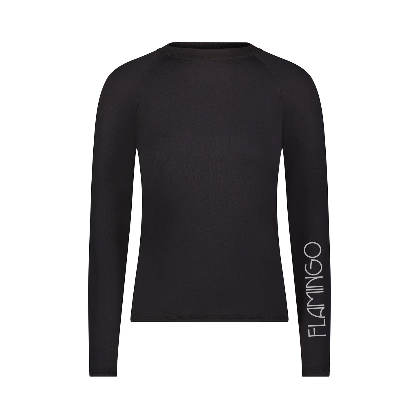 Flamingo Girls Black Mesh Long Sleeve Tee