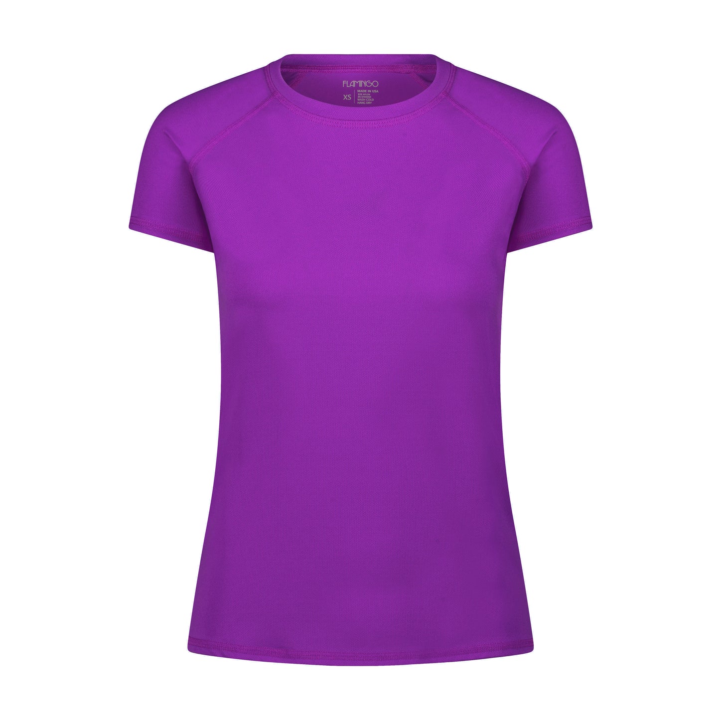 Flamingo Mesh Crew Neck Short-Sleeve Rash Guard - Purple
