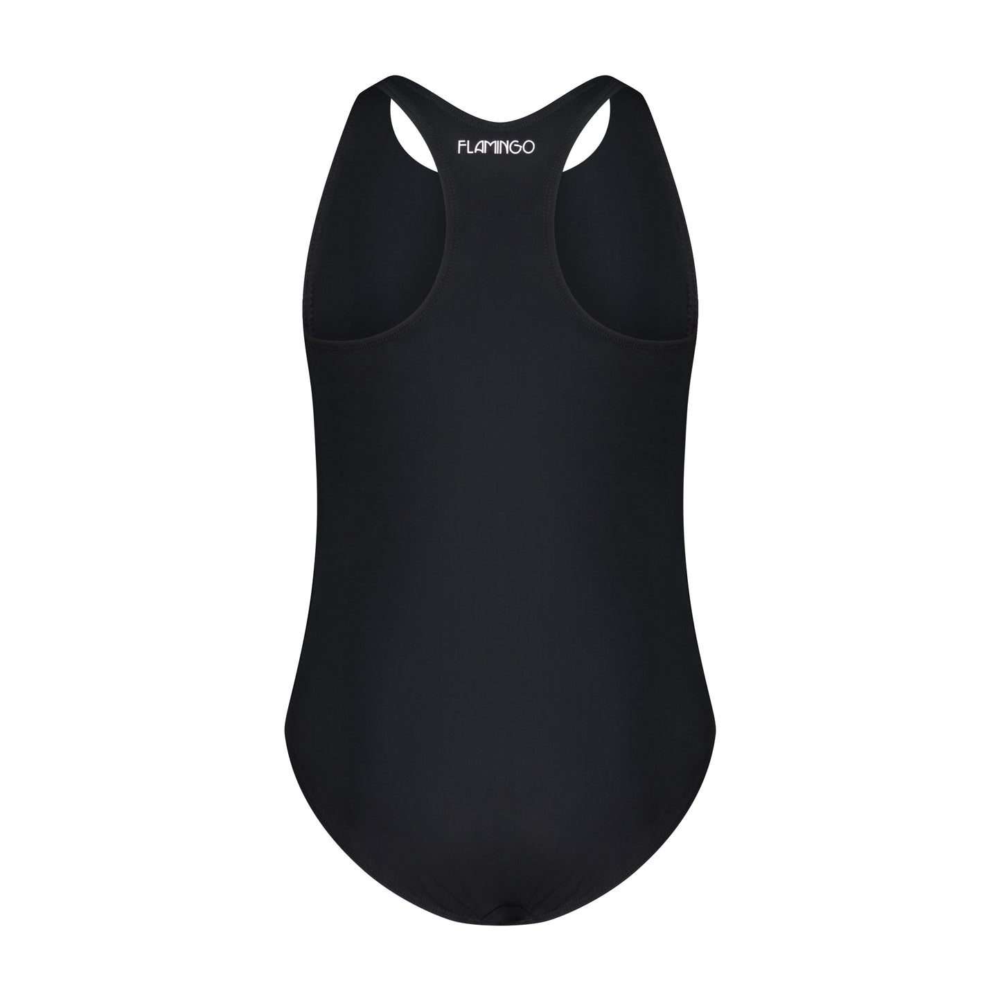 Girls One Piece Bathing Suit - Black/Aqua - Flamingo