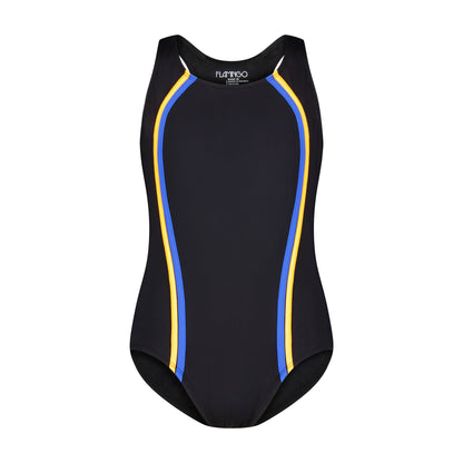 Flamingo Teen One Piece Vertical Bathing Suit Orange/Royal