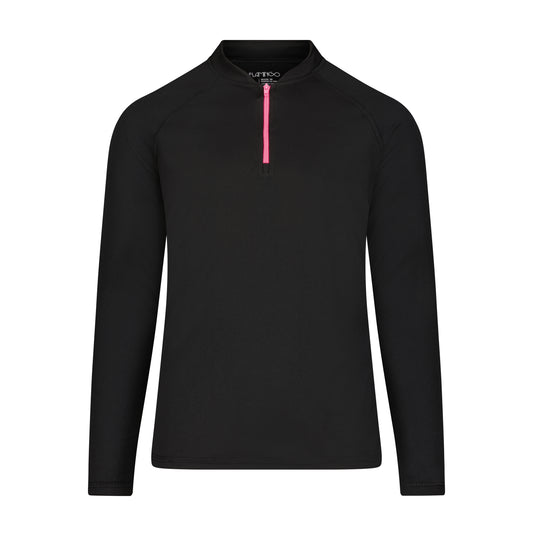 Flamingo Girls Half Zip Logo Top - Hot Pink