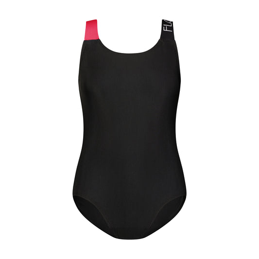 Flamingo Ribbed Logo Suit Coral Strap