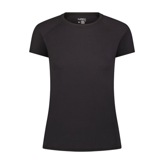 Flamingo Mesh Crew Neck Short-Sleeve Rash Guard - Black