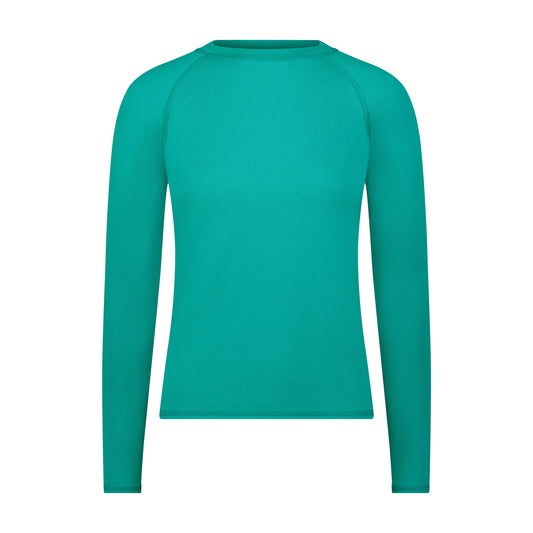 Flamingo Mesh Crew Neck Long-Sleeve Rash Guard - Green
