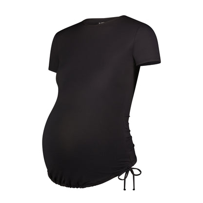 Flamingo Mesh Crew Neck Short-Sleeve Maternity Rash Guard - Blue