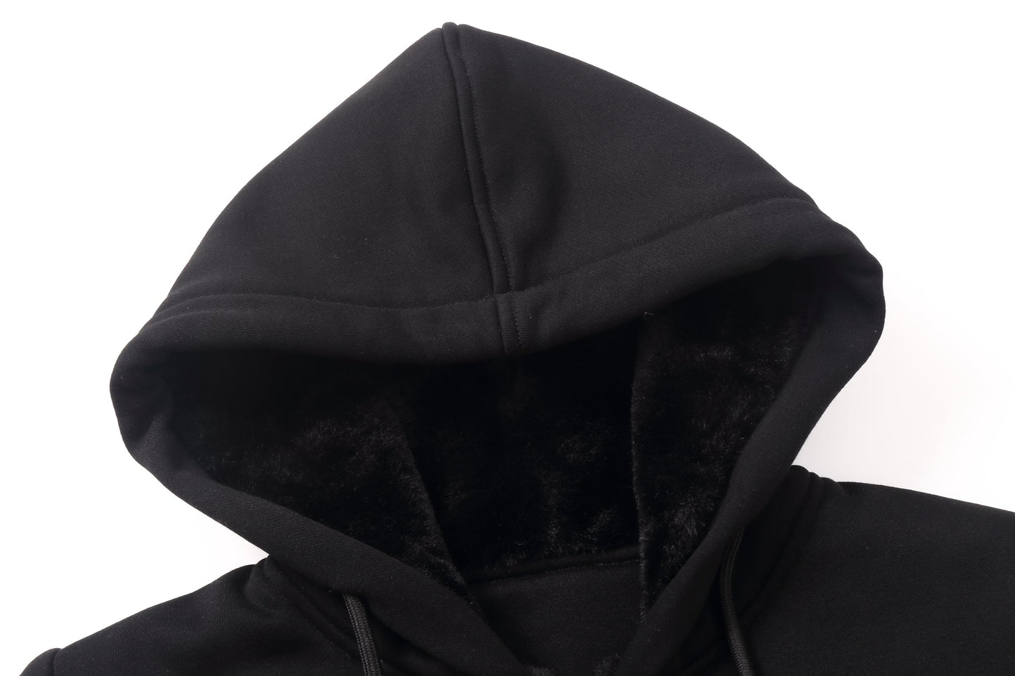 Men's Heavy Fur Lined Sweatshirt - Black Fur
