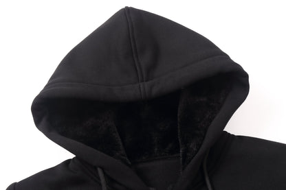 Men's Heavy Fur Lined Sweatshirt - Black Fur