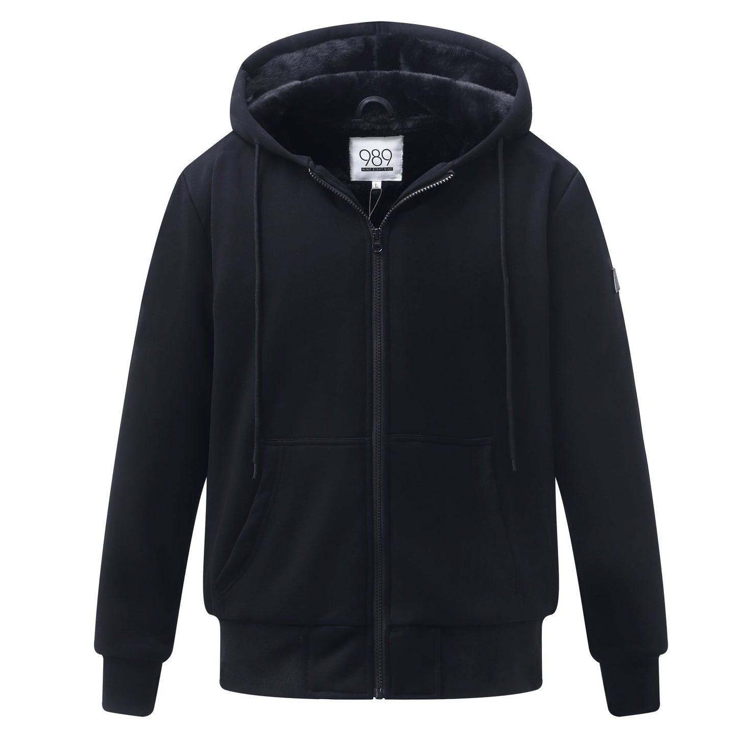 Men's Heavy Fur Lined Sweatshirt - Black Fur