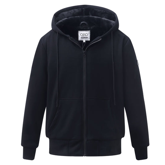 Men's Heavy Fur Lined Sweatshirt - Black Fur