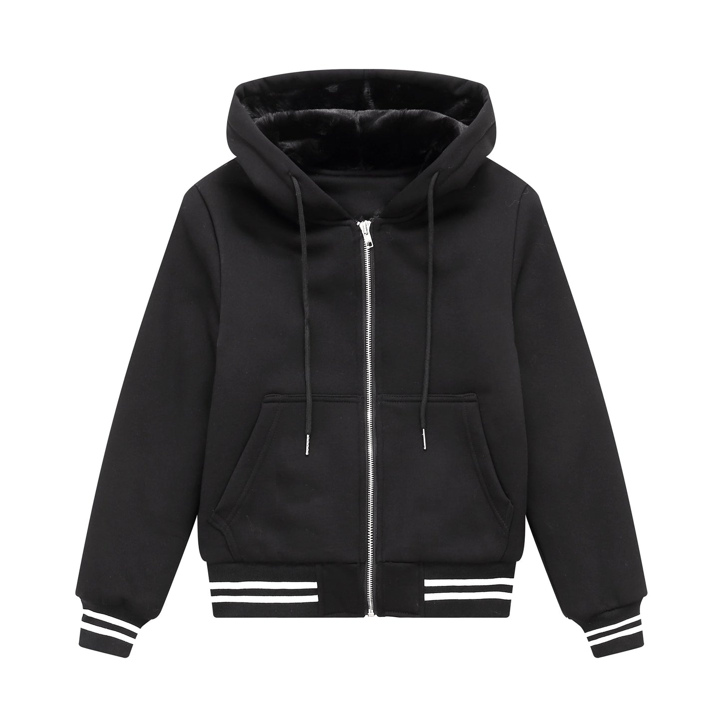 Kid's Heavy Fur Lined Sweatshirt- Striped Band