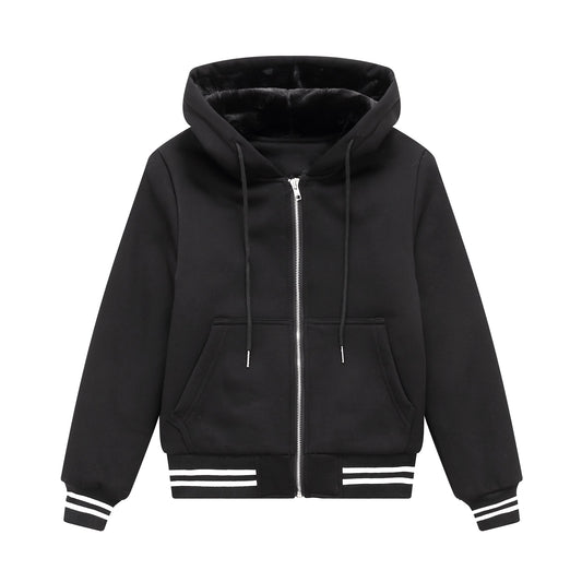 Kid's Heavy Fur Lined Sweatshirt- Striped Band
