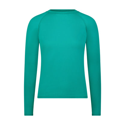 Flamingo Mesh Crew Neck Long-Sleeve Rash Guard - Blue