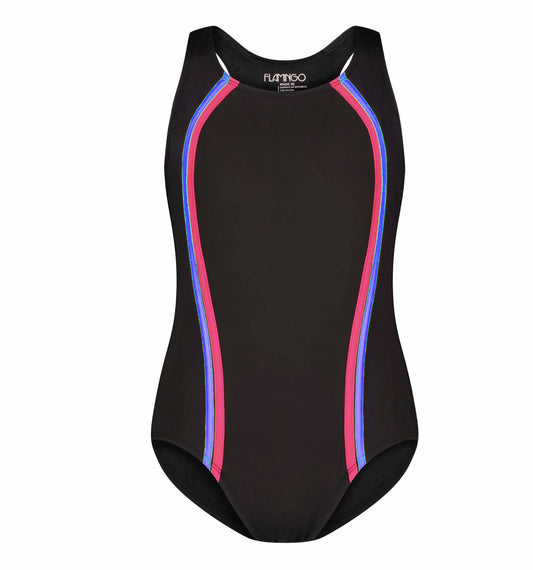 Flamingo Teen One Piece BK Vertcal Ryl/Coral