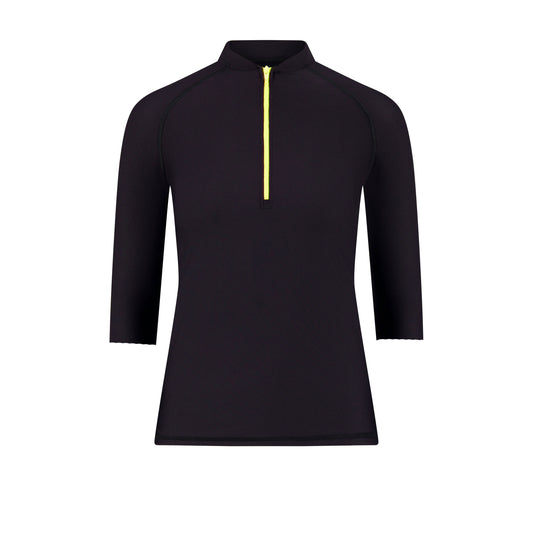 Flamingo Girls Black Mesh Neon Half Zip