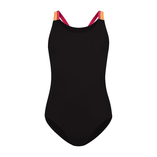 Flamingo Girls Double Strap Suit Blk/CO/OR