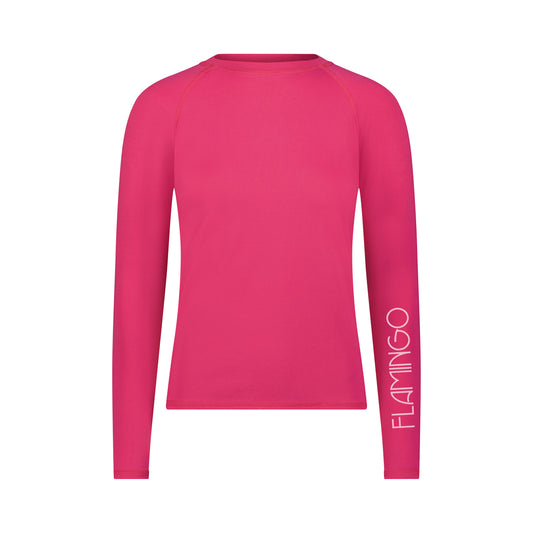 Flamingo Girls Pink Mesh Long Sleeve Tee