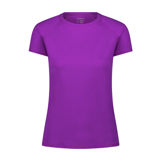 Flamingo Mesh Crew Neck Short-Sleeve Rash Guard - Purple