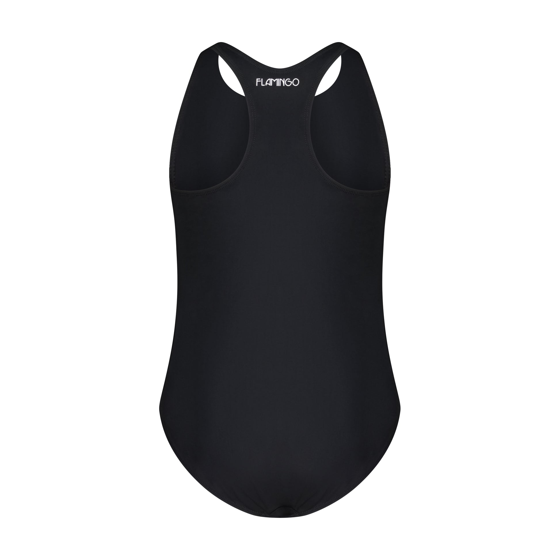 Girls One Piece Bathing Suit - Black/Aqua - Flamingo