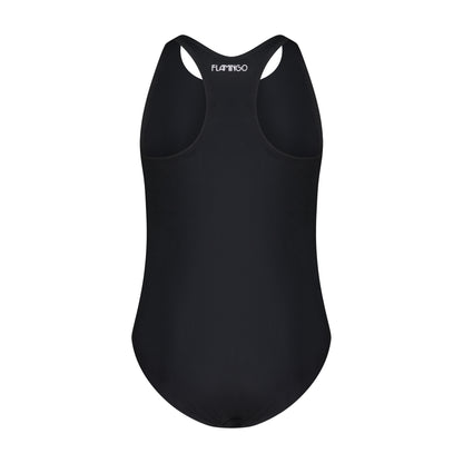 Girls One Piece Bathing Suit - Black/Aqua - Flamingo