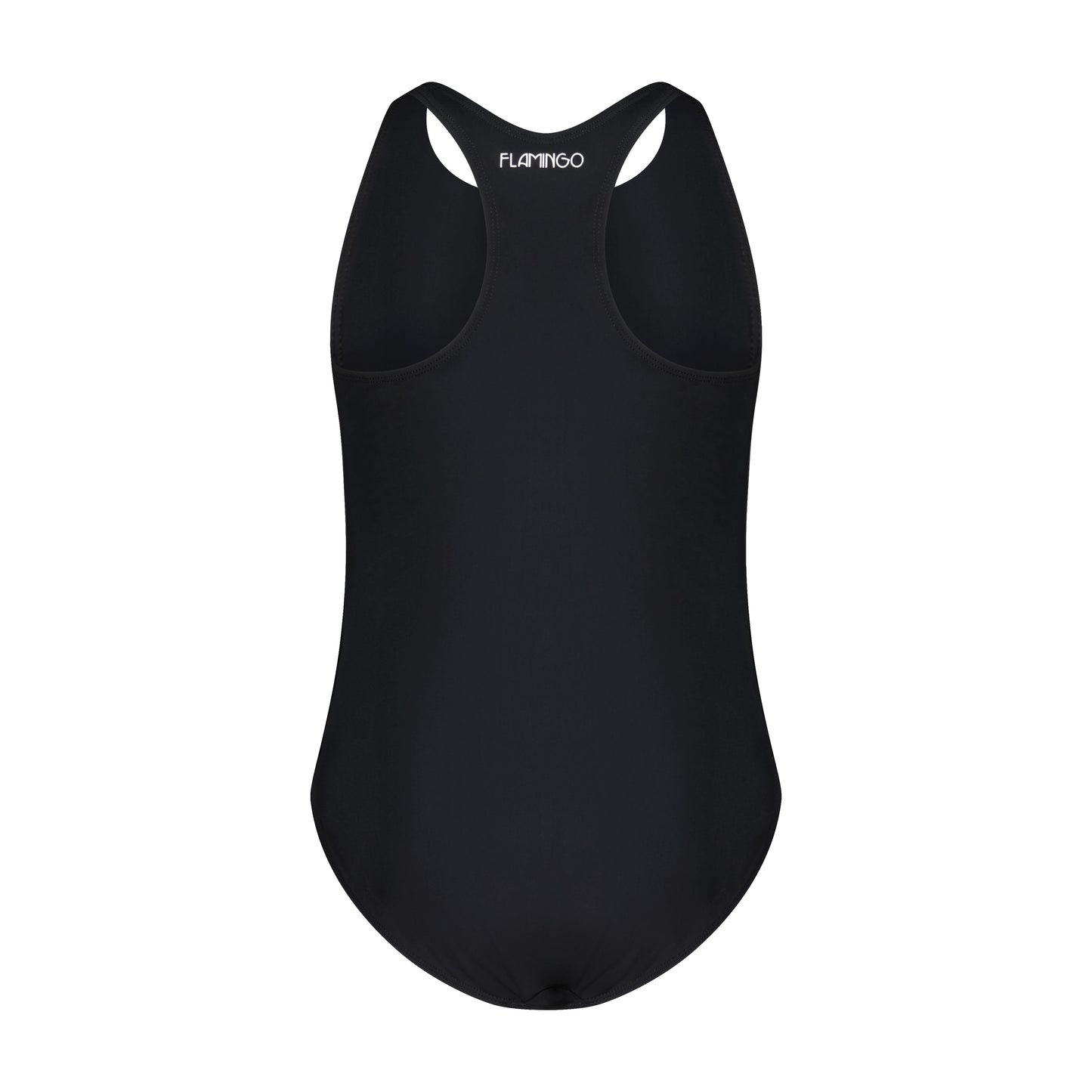 Girls One Piece Bathing Suit - Black/Coral - Flamingo