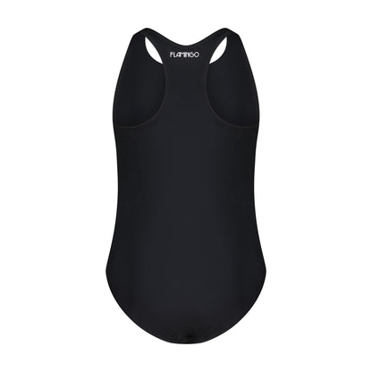Girls One Piece Bathing Suit - Black/Coral - Flamingo