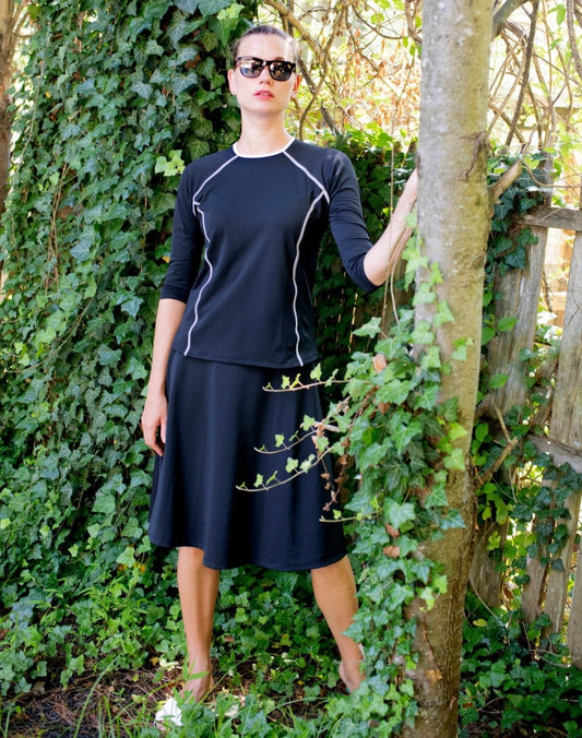 Women's Swim Skirt - Black - Flamingo